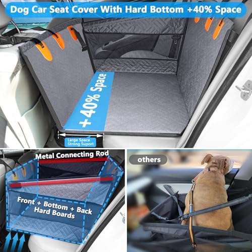 Dog Car Seat for Large Medium Dogs, Hard Bottom Back Seat Extender for Dogs with Soft Removable Blanket, Non-Slip Dog Car Hammock Turn into Soft Pet Travel Bed,Pet Seat for Car SUV Truck(Grey) - Image 2