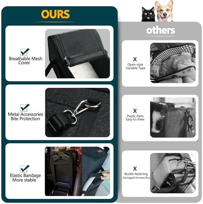 Center Console Small Dog Car Seat,Portable Pet Cat Puppy Booster Armrest Carseat Up to 11lbs,Equipped with a Breathable Protective Cover Net to Prevent Escape with Washable Fluffy Cushion and Pillow - Image 3
