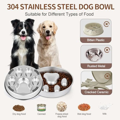 Slow Feeder Dog Bowl for Fast Eating Dogs Heavy Duty Stainless Steel 8.2" with Non-Slip Base, Raised Obstacle Slow Down Eating for Small Medium Large Dogs, Reduces Bloat & Indigestion, Dishwasher Safe - Image 4