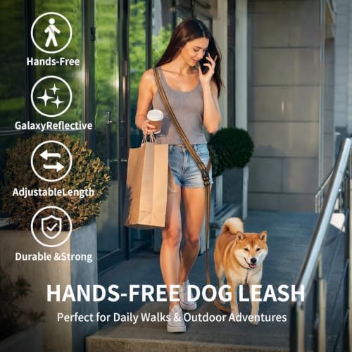 Hands Free Dog Leash by Kazazoo, Adjustable 6-9ft Waist & Crossbody Leash with Quick Off Buckle, Reflective Stitches for Walking, Jogging, Medium Large Dogs Brown - Image 4