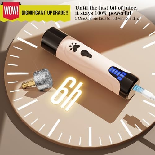 YABIFE Dog Nail Grinder, Dog Nail Trimmers and Clippers Kit, Super Quiet, Rechargeable, for Small Large Dogs Cats Toenail Claw Grooming,3 Speeds - Image 2