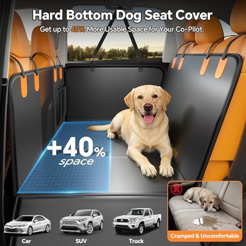 Dog Car Seat Cover Hard Bottom, 400LBS Back Seat Extender for Dogs, Waterproof PU Leather Dog Hammock, Heavy Duty Dog Seat Protector for Car SUV Truck - Image 3