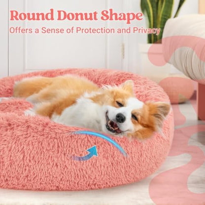 rabbitgoo Calming Cat Beds for Indoor Cats, 30 inches, Pink - Image 4