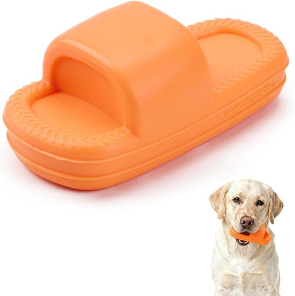 MECOOL Dog Toy Unbreakable Slippers Squeaky Dog Toys for Teehing Chewing Size for Medium and Samll Breeds (Orange)