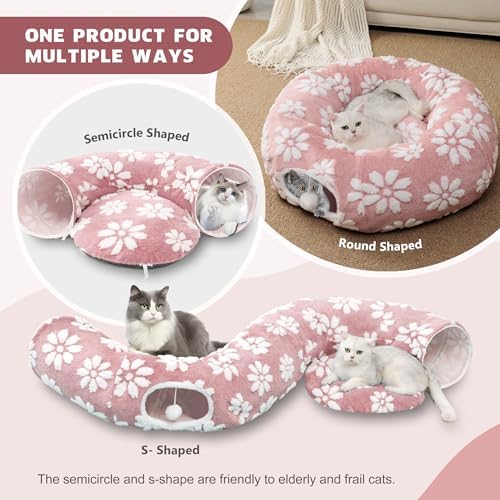 Cute Round Cat Tunnel for Indoor Cats, Pink - Image 2