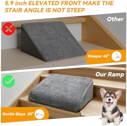 6-Pack Dog Ramp for Stairs, 40D High-Density Foam Pet Steps with Gentle 20°Slope for Staircase Stairs, Non-Slip Puppy Ramp for Small, Senior & Injured Dogs - Image 4