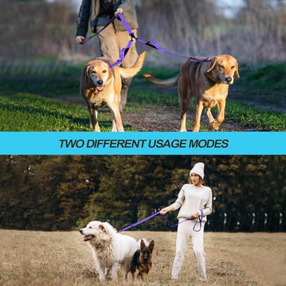 PetBonus Double Dog Leash, No Tangle Dual Leash, Reflective Walking Training Lead, 4 Comfortable Padded Handles for 2 Dogs with Collapsible Bowl and Waste Bags (Purple, Large) - Image 5