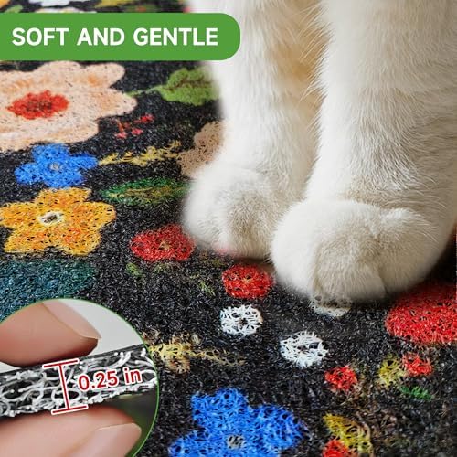 Cat Litter Mat, 24" x 16" Litter Box mat, Traps 100% Litter, Non-Slip Kitty Litter Trapping mats, Small Cute Litter mat, Easy Clean for Scatter Control, Bohe cat Food mat, Urine Waterproof - Image 5