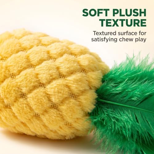 BWESOO Pineapple Shape Cat Chew Toy - Catnip Molar Toys Teeth Cleaning Toy Pet Bite Resistant Pet Supplies,Fun Toy for Exercise Interactive Plush Playing Toy for Cat Kitten Yellow - Image 2