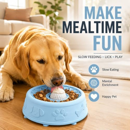 2-in-1 Slow Feeder Dog Bowl & Lick Mat with Rolling Ball for Dogs&Cats - Image 3