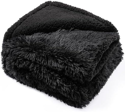 Pet Blankets Waterproof Fluffy Fleece Blanket Cat Dog Blankets Liquid Pee Proof Throw Blanket Reversible Furniture Protector Cover Washable for Couches Beds Sofa 65"x57" Black by Unknown