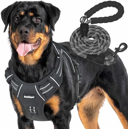 Beebiepet Heavy Duty Tactical Dog Harness for Small Dogs, No Pull Adjustable Pet Harness Reflective Service Training Easy Control Pet Vest Military K9 Working Dog Harnesses-X- Large, Black by Beebielove