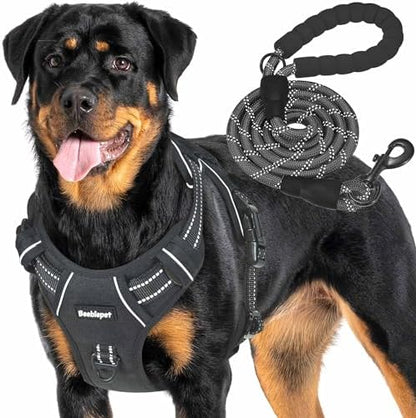 Beebiepet Heavy Duty Tactical Dog Harness for Small Dogs, No Pull Adjustable Pet Harness Reflective Service Training Easy Control Pet Vest Military K9 Working Dog Harnesses-X- Large, Black by Beebielove