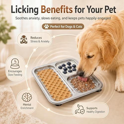 2 Pack - Stainless Steel Lick Mat for Dogs & Cats, Large Non-Slip Slow Feeder Pad with Suction Cups, Chew-Proof Dog Licking Mat for Anxiety Relief, Bathing & Grooming Time - Image 3