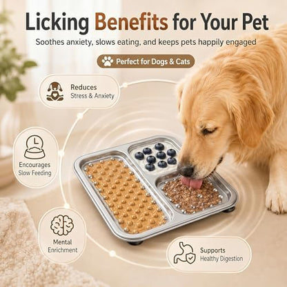 Stainless Steel Lick Mat for Dogs & Cats, Large Non-Slip Slow Feeder Pad with Suction Cups, Chew-Proof Dog Licking Mat for Anxiety Relief, Bathing & Grooming Time - Image 3