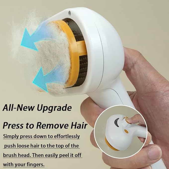 Pet Grooming Steam Brush, 3-in-1 Spray-on Hair Removal Comb for Long-Haired and Short-Haired Cats and Dogs