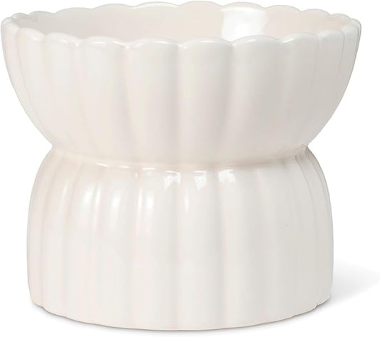 Fringe Studio Scalloped Ivory Small Sculpted Raised Ceramic Feeder (5" Diameter x 4" H, 12 fl.oz.), PetShop Collection (450SM001)