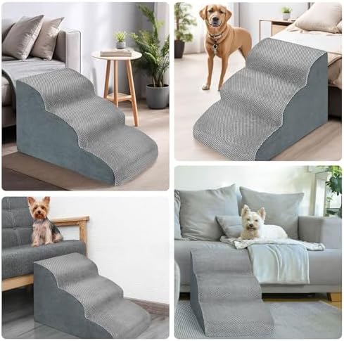 MEJYJEM 3 Steps High Density Foam Dog Stairs Ramps,Non-Slip Pet Steps for Older Dogs,Pet with Joint Pain, Sofa Bed Ladder for Cats - Image 6