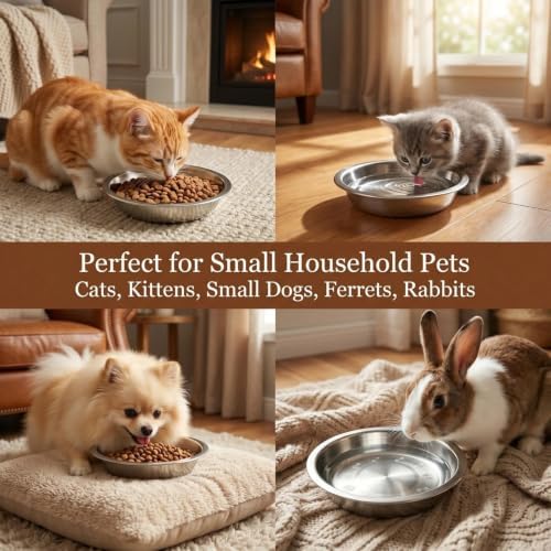 6Pcs Stainless Steel Cat Bowls 6.25In Shallow Wide Whisker-Friendly - Image 4