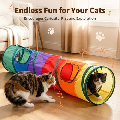 iCAGY Cat Tunnel for Indoor Cats Kittens Rabbits, Foldable Tunnel Toys - Image 2