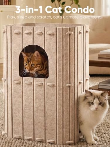 FUKUMARU Cat House for Indoor Cats, Warm Felt Cat Bed, Scratch Resistant - Image 2
