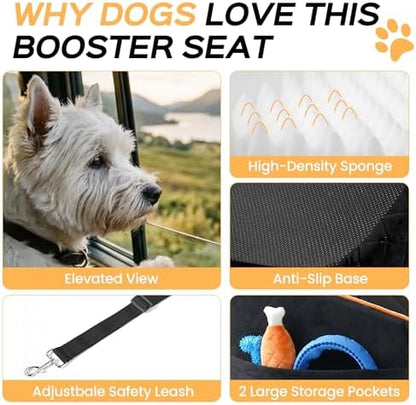 HiPetpy Dog Car Seat 6" Elevated Memory Foam Booster Seat Pet Car Seat - Image 6