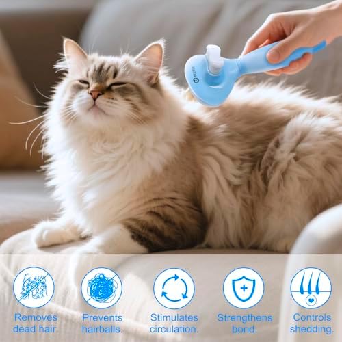 Cat Brush for Shedding, Self Cleaning Brush for Long & Short Hair Cats - Image 5