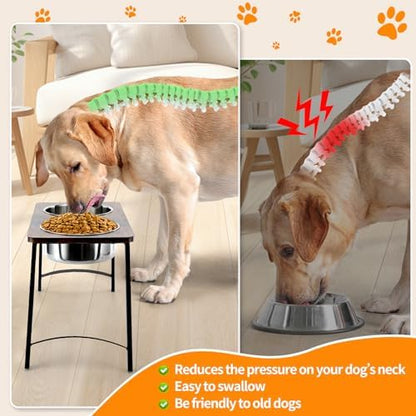 Elevated Dog Bowls for Medium and Large Dogs Wood Raised Bowl Stand with Two 1700ML (58oz) Stainless Steel Dog Food and Water Bowls,Non-Slip - Image 2