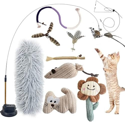 7-in-1 Kitten Toys for Indoor Cats with Washable Adhesive Suction Cup, Hanging Interactive Cat Toys, Silvervine Stick and Sisal Chew Rope Catnip Teething Toy for Bored Kitten by CUUOOT