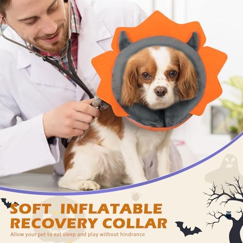 IEUUMLER Inflatable Recovery Dog Collar, Protective Donut Cone, Adjustable Soft Collar for Dog and Cat After Surgery Prevent from Biting & Scratching EU002 - Grey Demon XL - Image 6