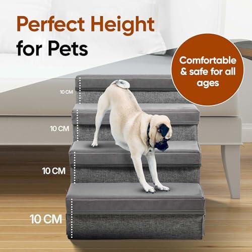BOSQUE Dog Stairs for High Bed, Foldable Pet Stairs for Small Medium or Large Dogs Puppy with Storage for Bed or Couch, Cat Dog Steps Ramp with Zip up to 200 lbs - Image 5