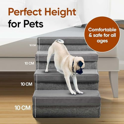 BOSQUE Dog Stairs for High Bed, Foldable Pet Stairs for Small Medium or Large Dogs Puppy with Storage for Bed or Couch, Cat Dog Steps Ramp with Zip up to 200 lbs - Image 5