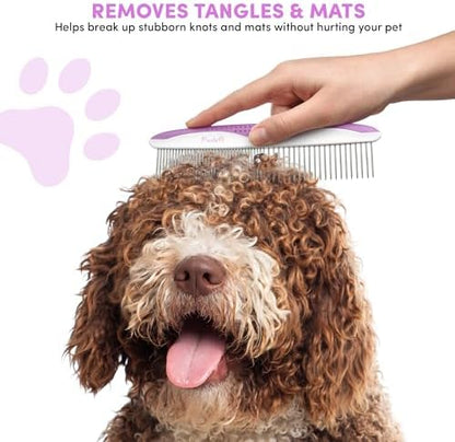Poodle Pet Dog Combs for Grooming | 2 Pack | Stainless Steel Teeth Easily Remove Dirt | Proper Care Prevents Knots and Mats for Long and Short Haired Pets | Anti-Slip Comfort Grip Handle (Purple) - Image 6