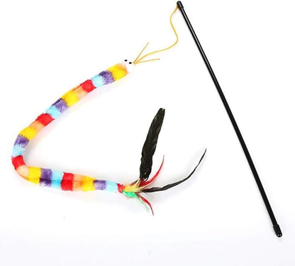 POPETPOP 2Pack Cat Toys Wand - Cat Feather Toy Kitten Toys Palmerworm Funny Cat Toys Interactive, Feather Cat Teaser Toys Worms on a String