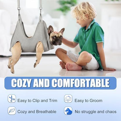 Kkiimatt Dog Grooming Hammock Harness,XXX-Large Silver Grey Grooming Sling for Giant Dogs,Dog Hanger Holder Restraint for Nail Trimming, Hanging Harness Hammock for Nail Clipping - Image 2