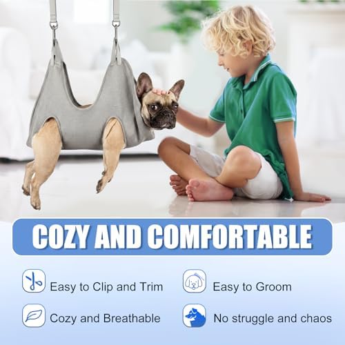 Kkiimatt Dog Grooming Hammock Harness,XXX-Large Silver Grey Grooming Sling for Giant Dogs,Dog Hanger Holder Restraint for Nail Trimming, Hanging Harness Hammock for Nail Clipping - Image 2