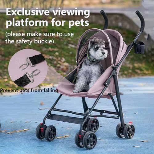 Cat Stroller Foldable Lightweight for Small Dogs Cats 0-15 lbs Pink - Image 6