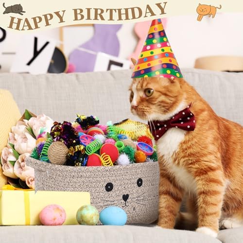 Zopeal 58 Pcs Cat Toy Set with Storage Basket Indoor, Dark Brown, 12 Inch - Image 5
