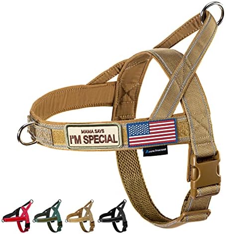 Annchwool No Pull Dog Harness with Soft Padded Handle-Reflective Strip Escape Proof and Quick Fit to Adjust Dog Harness-Easy for Training Walking for Small & Medium and Large Dogs(Brown,XS,1 In Width) by Annchwool