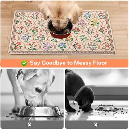 Absorbent Pet Dog Bowl Mat for Food and Water, Pet Cat Food Feeding Mat with Non Slip Rubber Backing, Dog Food Mats for Floors Waterproof, 16"x24" - Image 3