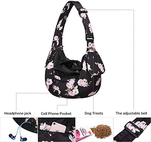 Petmolico Pet Dog Sling Carrier, Hands Free Breathable Mesh Adjustable Dog Cat Puppy Bag with Zipper Pocket for Daily Walk, Travel Outdoor Activity and Weekend Adventure, Pink Rose - Image 3