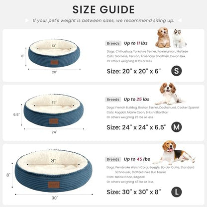 Love's cabin Round Donut Cat and Dog Cushion Bed, 20in Pet Bed for Cats or Small Dogs, Anti-Slip & Water-Resistant Bottom, Super Soft Durable Fabric Pet beds, Washable Luxury Bed Dusty Blue - Image 4