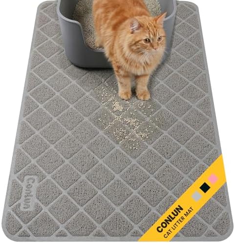 Conlun Cat Litter Mat Litter Trapping Mat, 35" x 23" Premium Durable PVC Grid Mesh with Scatter Control, Non-slip, Less Waste Cat Litter Box Mat, Soft on Kitty’s Paws, Urine Waterproof by Conlun