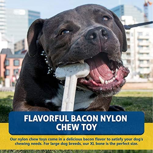 Bullibone Nylon Dog Chew Toy for Aggressive Chewers - Dental Hygiene Bone with Bacon Flavor, Durable Tough Chew Toys for Extra Large Dogs, Indestructible Dog Bone - Single - Image 3
