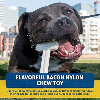 Bullibone Nylon Dog Chew Toy for Aggressive Chewers - Dental Hygiene Bone with Bacon Flavor, Durable Tough Chew Toys for Extra Large Dogs, Indestructible Dog Bone - Single - Image 3