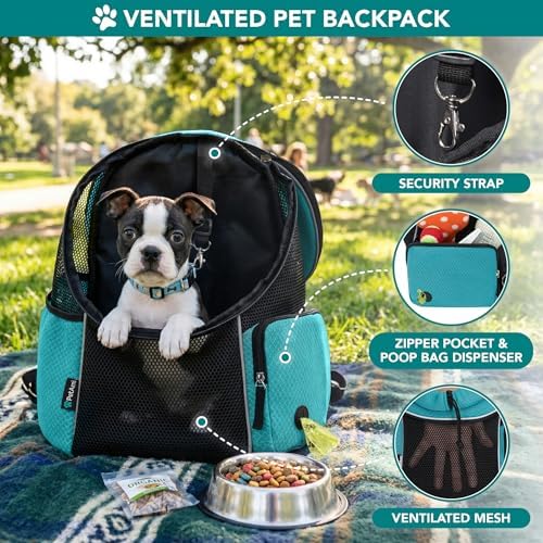 PetAmi Dog Carrier Backpack, Hands Free Front Pet Carrier, 14lbs, Teal Blue - Image 4