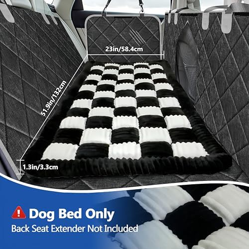 Thickened Dog Bed for Car Back Seat, Upgraded Bottom Non-Slip, Fits Hard Bottom car seat Cover for Dogs, Premium Mixed Color, Dog Car Seat Cover (Black-White) - Image 3