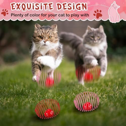 Jecery 5 Pcs Cat Toys Spring,Heart Bel,Pink Red - Image 4