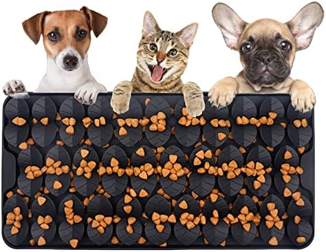 Silicone Snuffle Mat for Dogs Slow Feeder Lick Mat with Suction Cups Dogs Sniff Mat Dogs & Cats Entertainment Toys for Boredom(Black) by CdipespPetSupplies