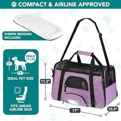 PetAmi Airline Approved Pet Carrier Cats & Small Dogs, Small Heather Purple - Image 2